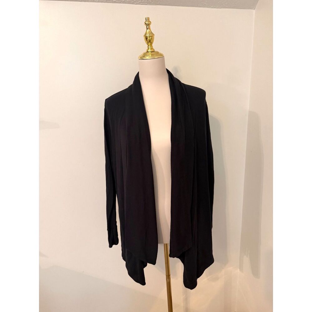 Athleta Pranayama Wrap Cardigan Black XS Open Front Yoga Travel Thumbholes